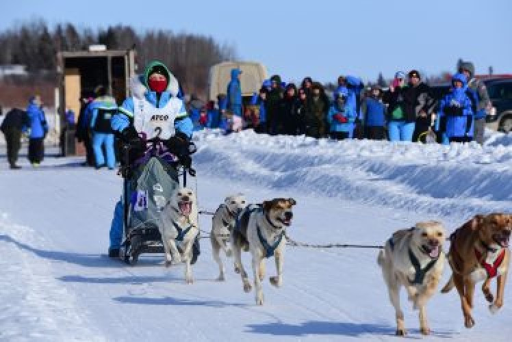 Dog sled racing taking place at the 2018 Arctic Winter Games in the South Slave Region ©Arctic Winter Games International Committee