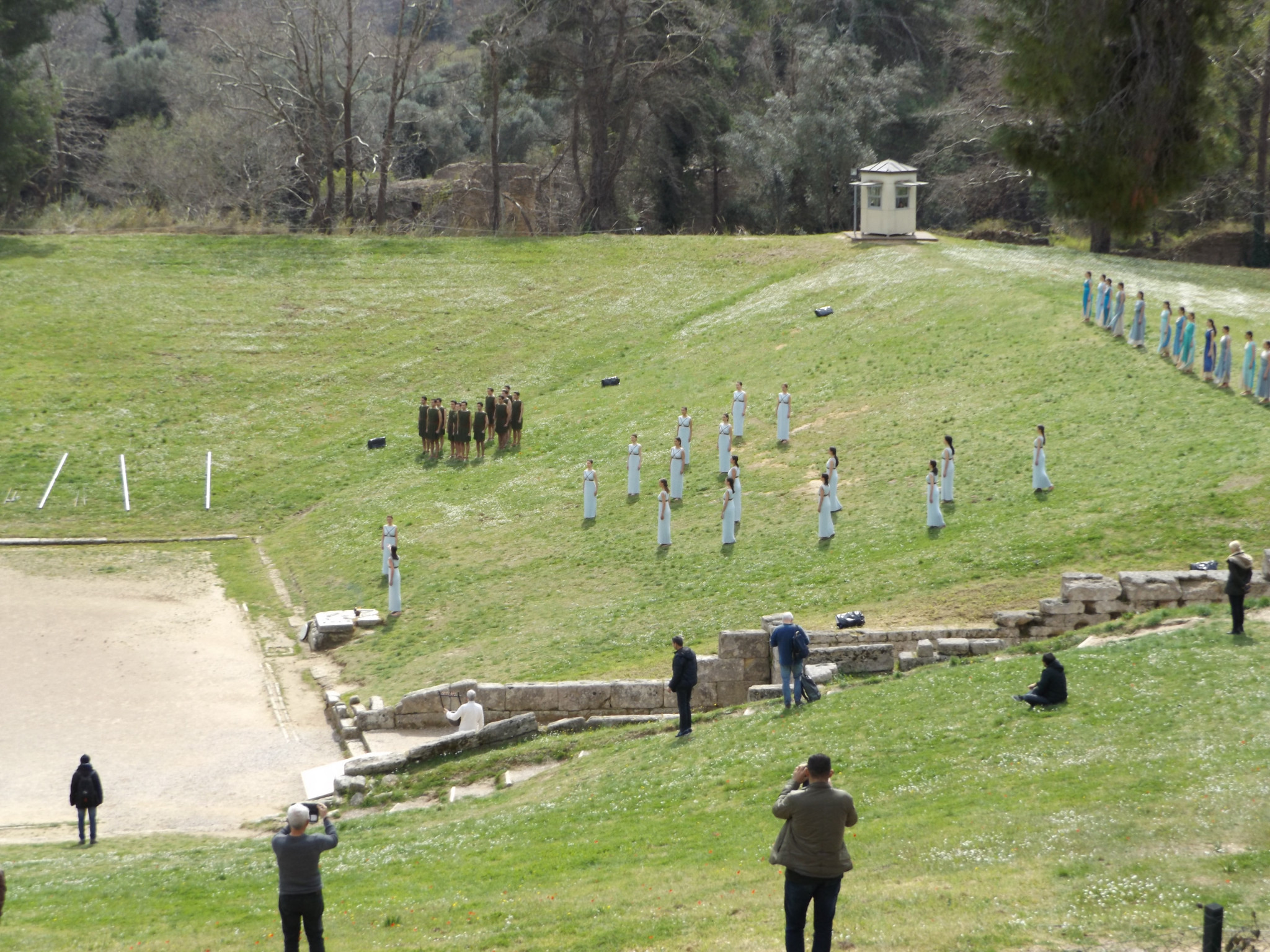 The penultimate rehearsal for the Olympic flame lighting Ceremony took place in ancient Olympia today ©ITG