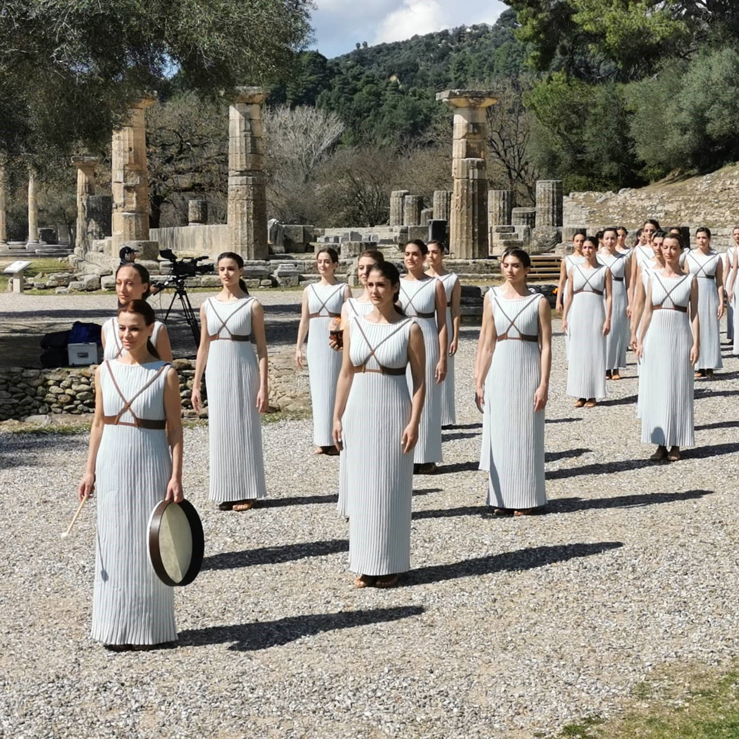 The final dress rehearsal ahead of the Olympic Flame lighting ceremony took place today in Ancient Olympia ©Hellenic Olympic Committee