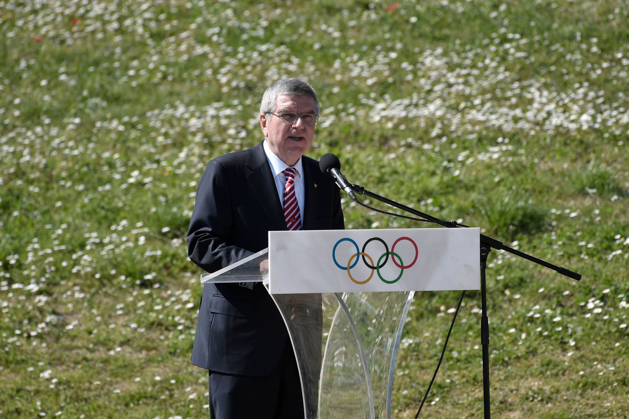 International Olympic Committee President Thomas Bach attended the scaled-back event ©Getty Images