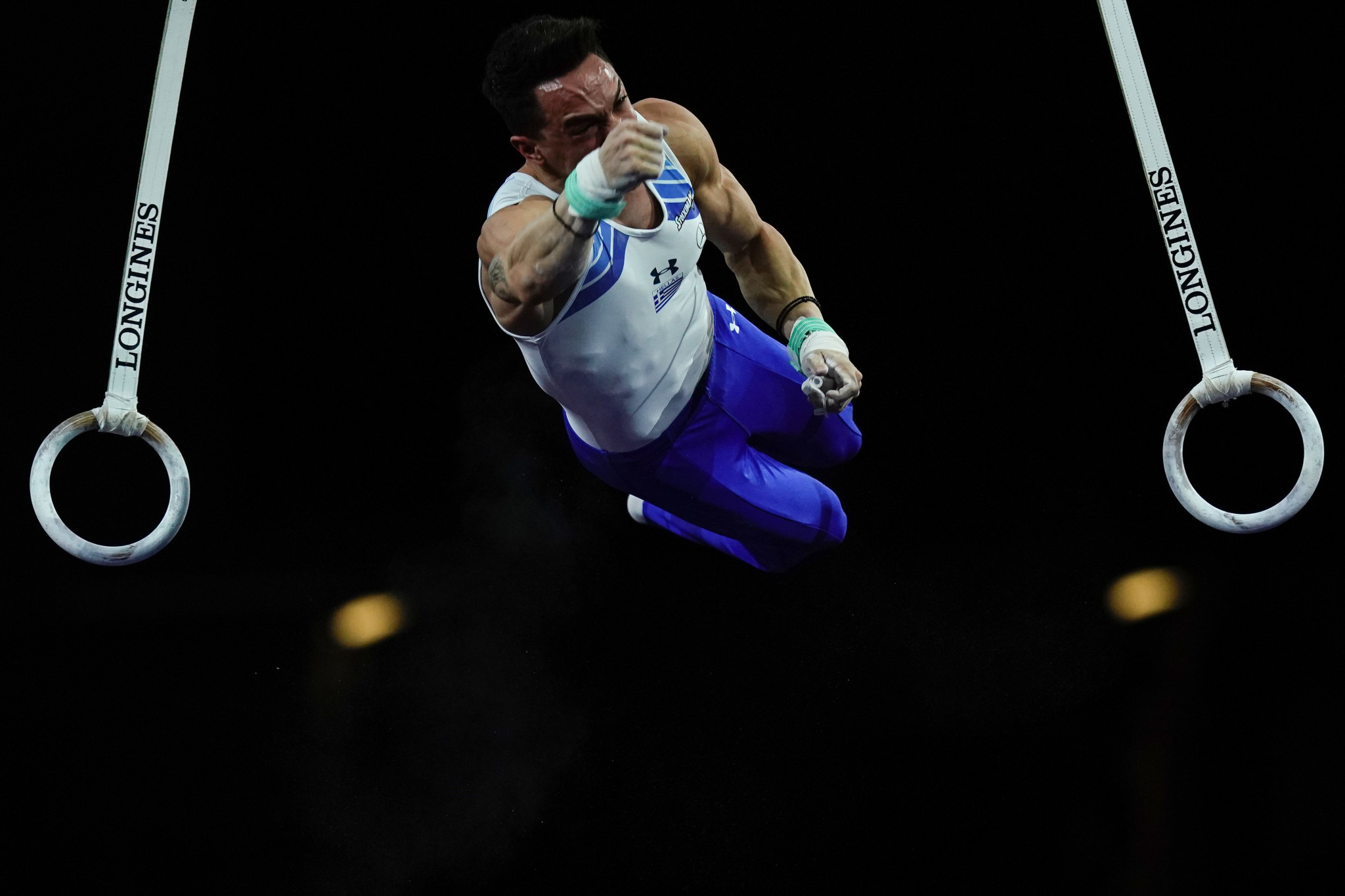 Olympic champion Eleftherios Petrounias of Greece topped rings qualification at the FIG Apparatus World Cup in Baku ©Getty Images