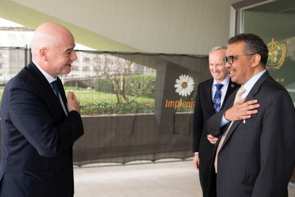 FIFA President Gianni Infantino met with WHO director general Tedros Adhanom Ghebreyesus yesterday ©FIFA