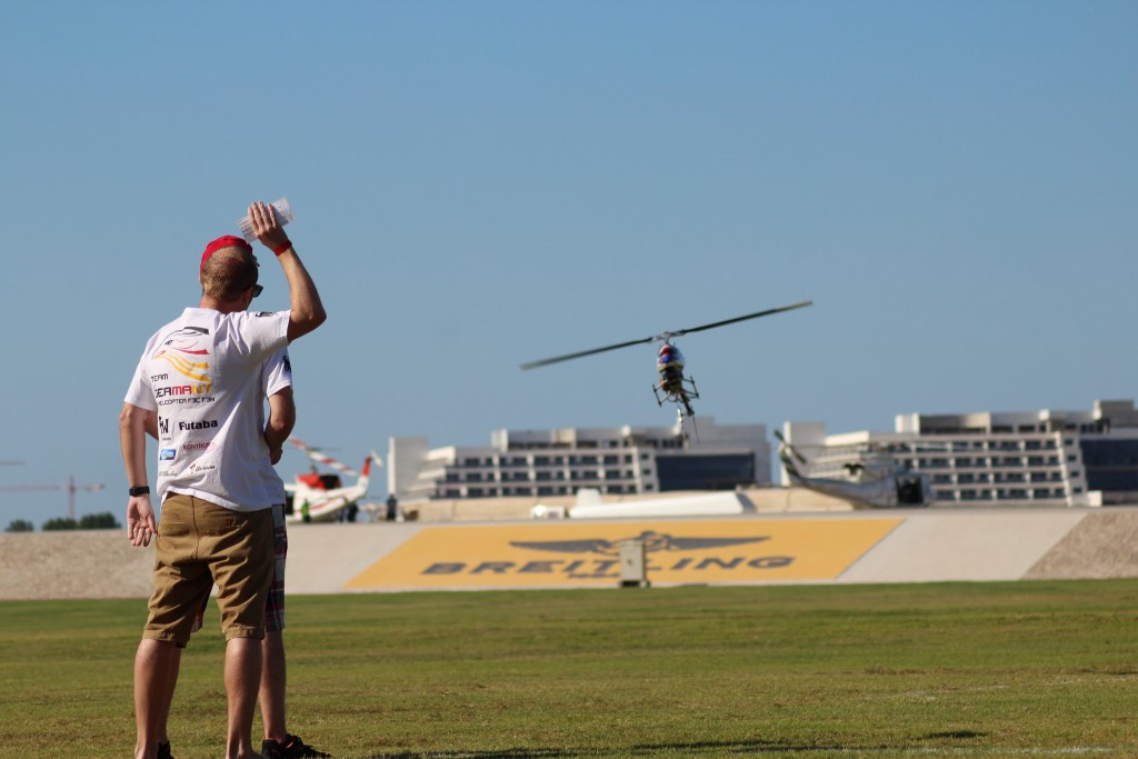 Germany's Eric Weber leads the F3N helicopter freestyle and music style event