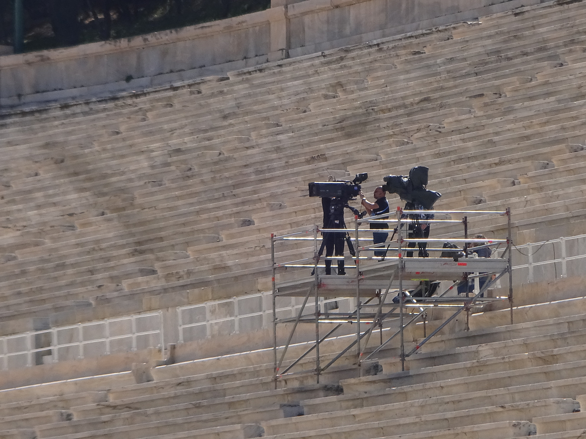 Cameramen make their preparations ahead of tomorrow's Olympic Flame handover Ceremony in Athens ©ITG