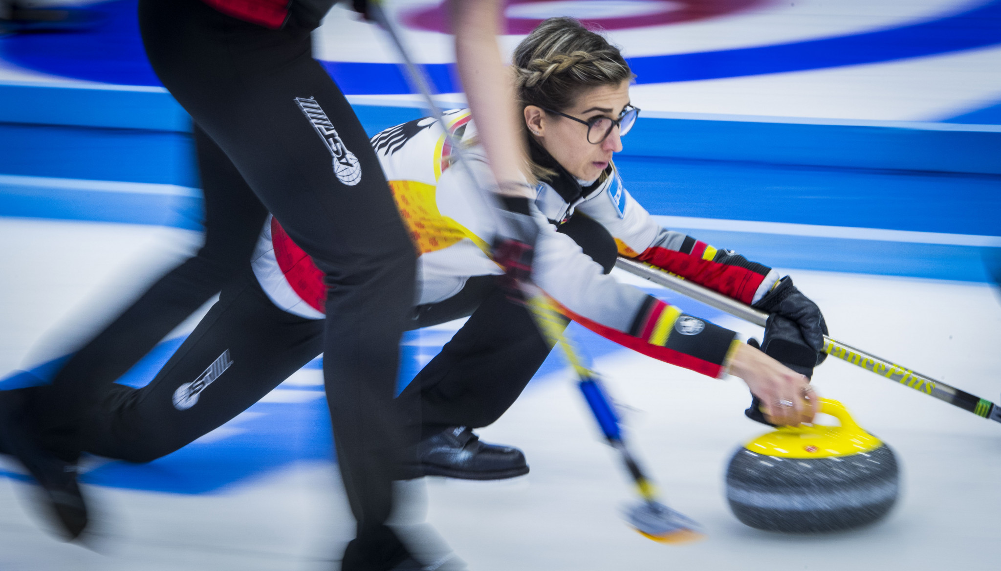 Germany's Daniela Jentsch in action at the 2018 Qinghai International Curling Elite ©Getty Images