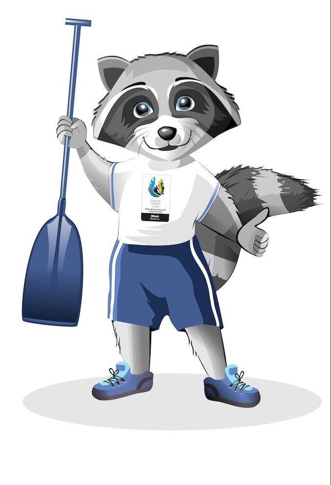 Zheuzhyk the raccoon is the official mascot of the Championships ©FISU