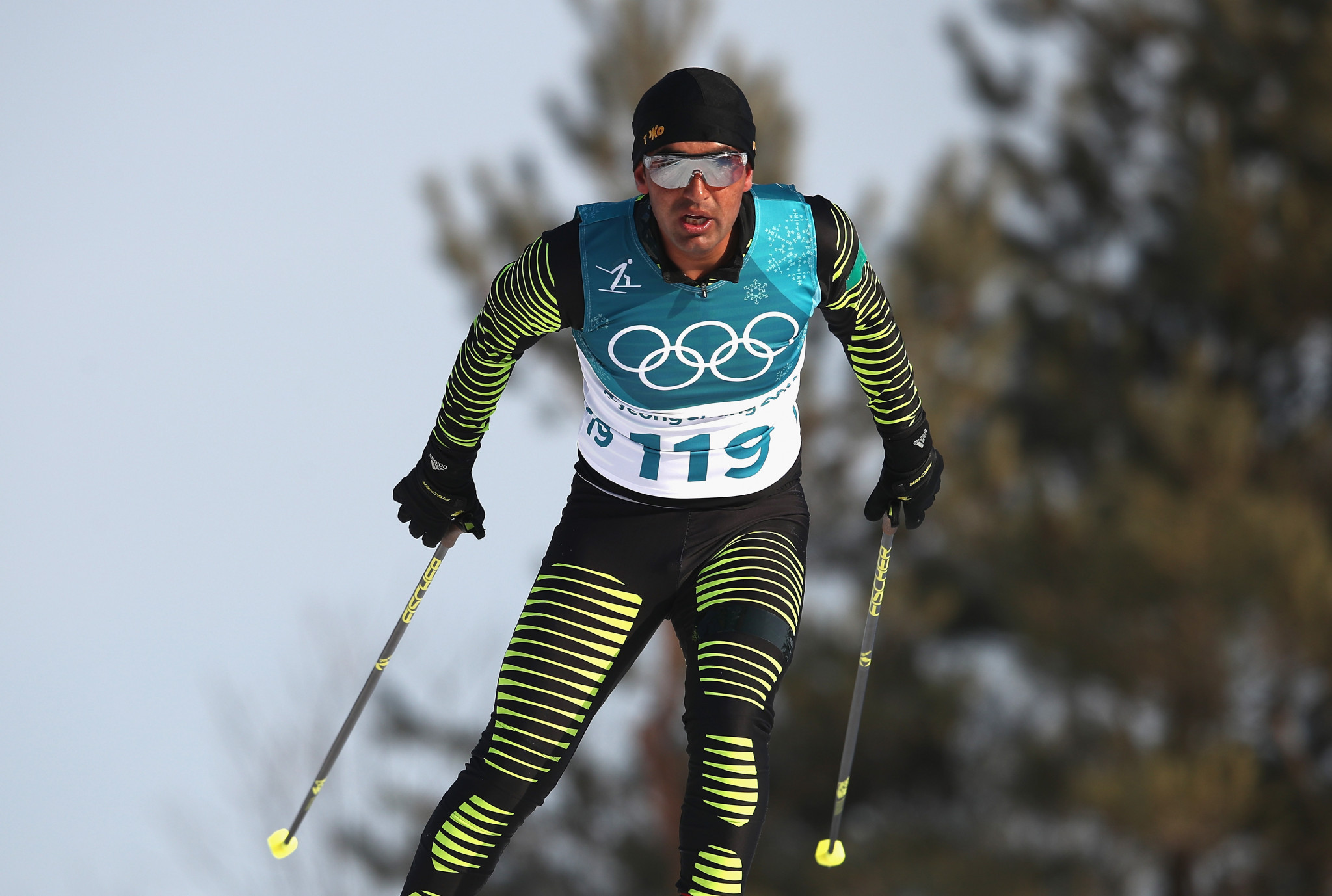 Syed Human competing in the men's 15km freestyle cross-country skiing at Pyeongchang 2018 ©Getty Images