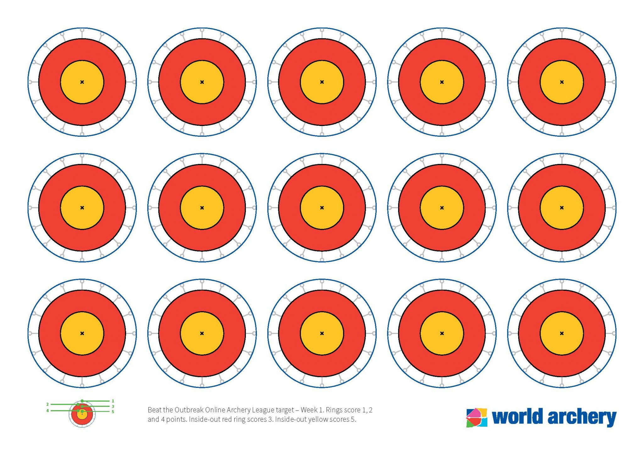 World Archery's print out targets with rules stated below ©World Archery