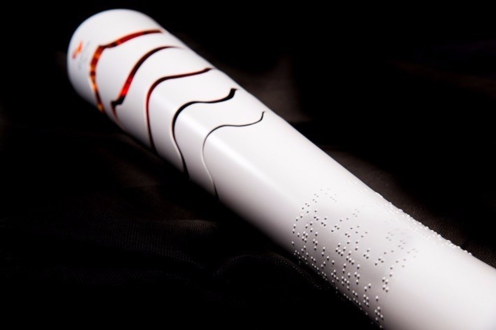 The four Paralympic values – courage, determination, inspiration and equality - are written in braille on the Torch