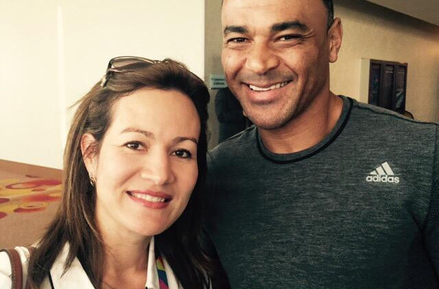 Claudia Echeverry, pictured with Brazilian football legend Cafu, is one of the most prominent names in Special Olympics sport ©Twitter/@OfficialCafu