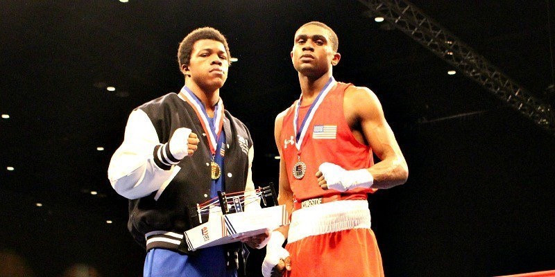 Gary Russell (left) overcame Jaron Ennis to claim victory in the light welterweight division ©USA Boxing