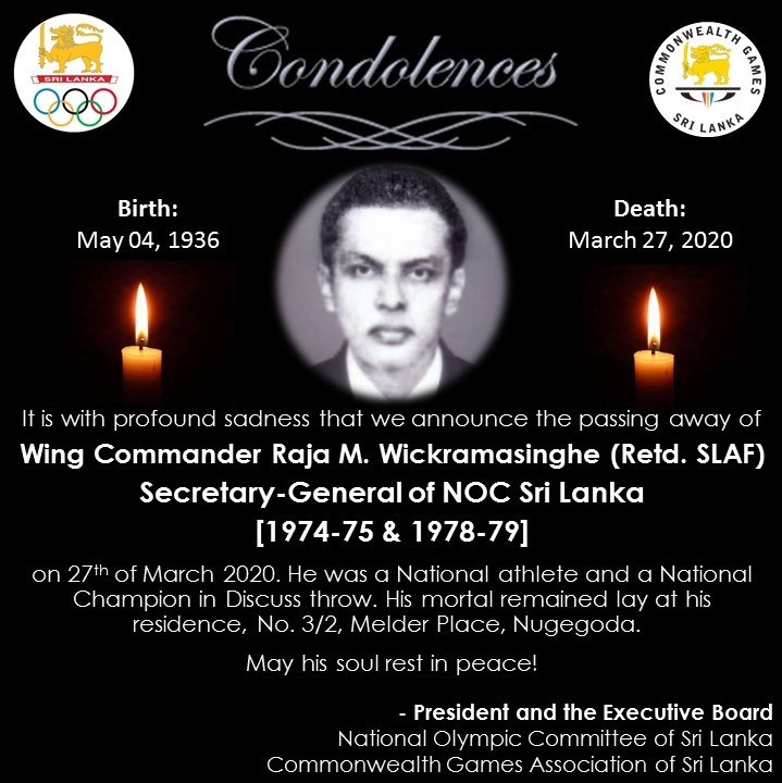 Former NOCSL secretary general Raja M. Wickramasinghe has died ©NOCSL/Facebook