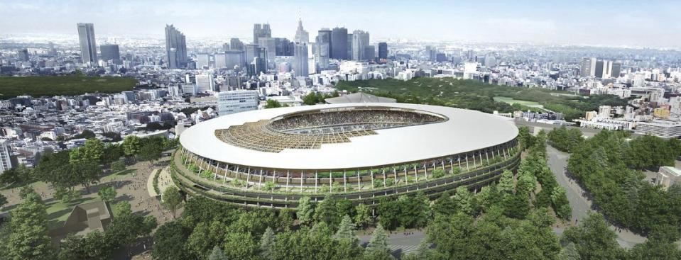 One of two new designs for Tokyo 2020's stadium released by organisers yesterday