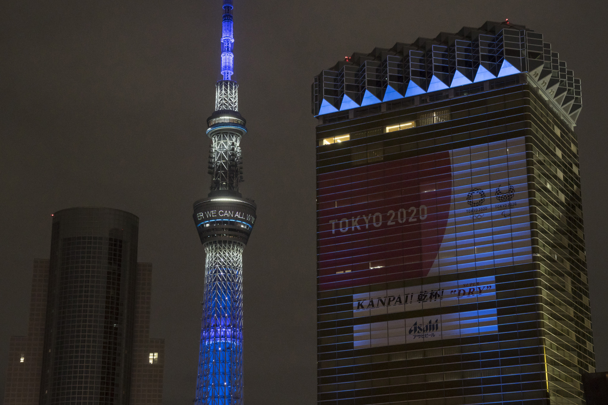 Other landmarks such as the Tokyo Skytree have been lit up blue as the host country of the 2020 Olympic and Paralympic Games battles with coronavirus ©Getty Images