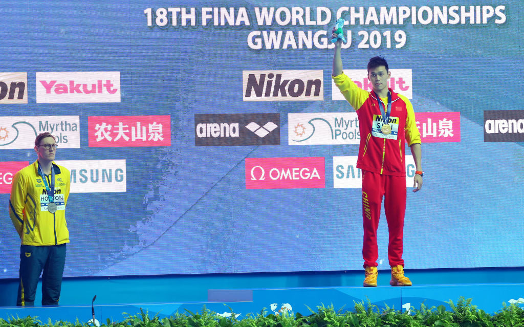 Mack Horton protested against Sun Yang during last year's FINA World Championships ©Getty Images