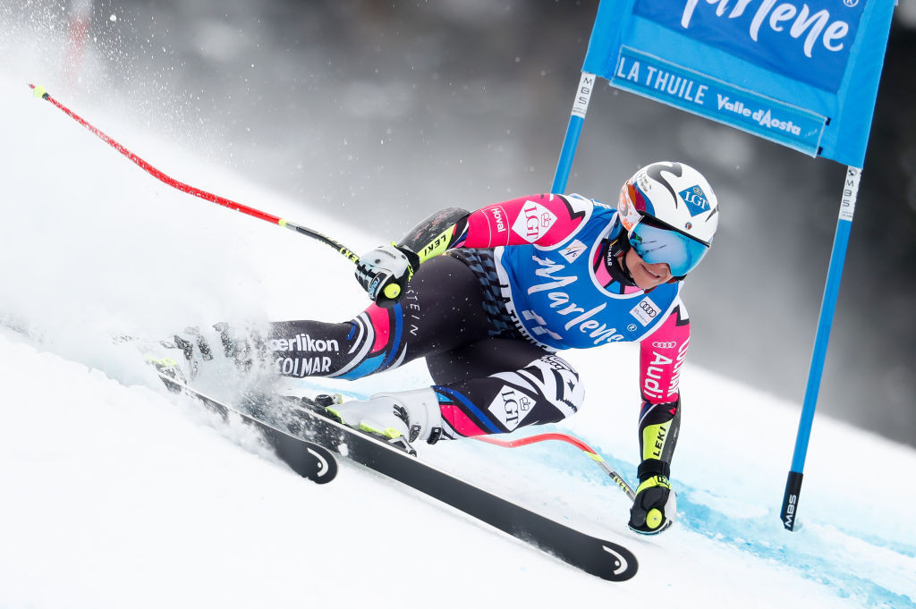 Olympic super-G bronze medallist Tina Weirather of Liechtenstein has also donated items to charity ©Getty Images