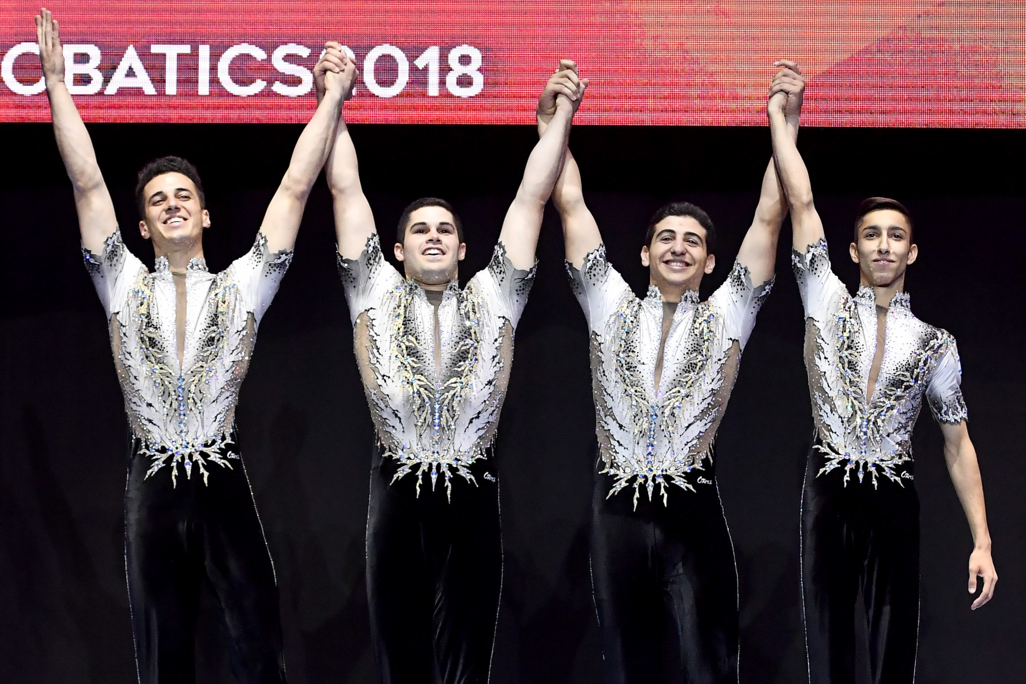 Israel's men won a group gold medal at the 2018 Acrobatic Gymnastics World Championships ©Getty Images