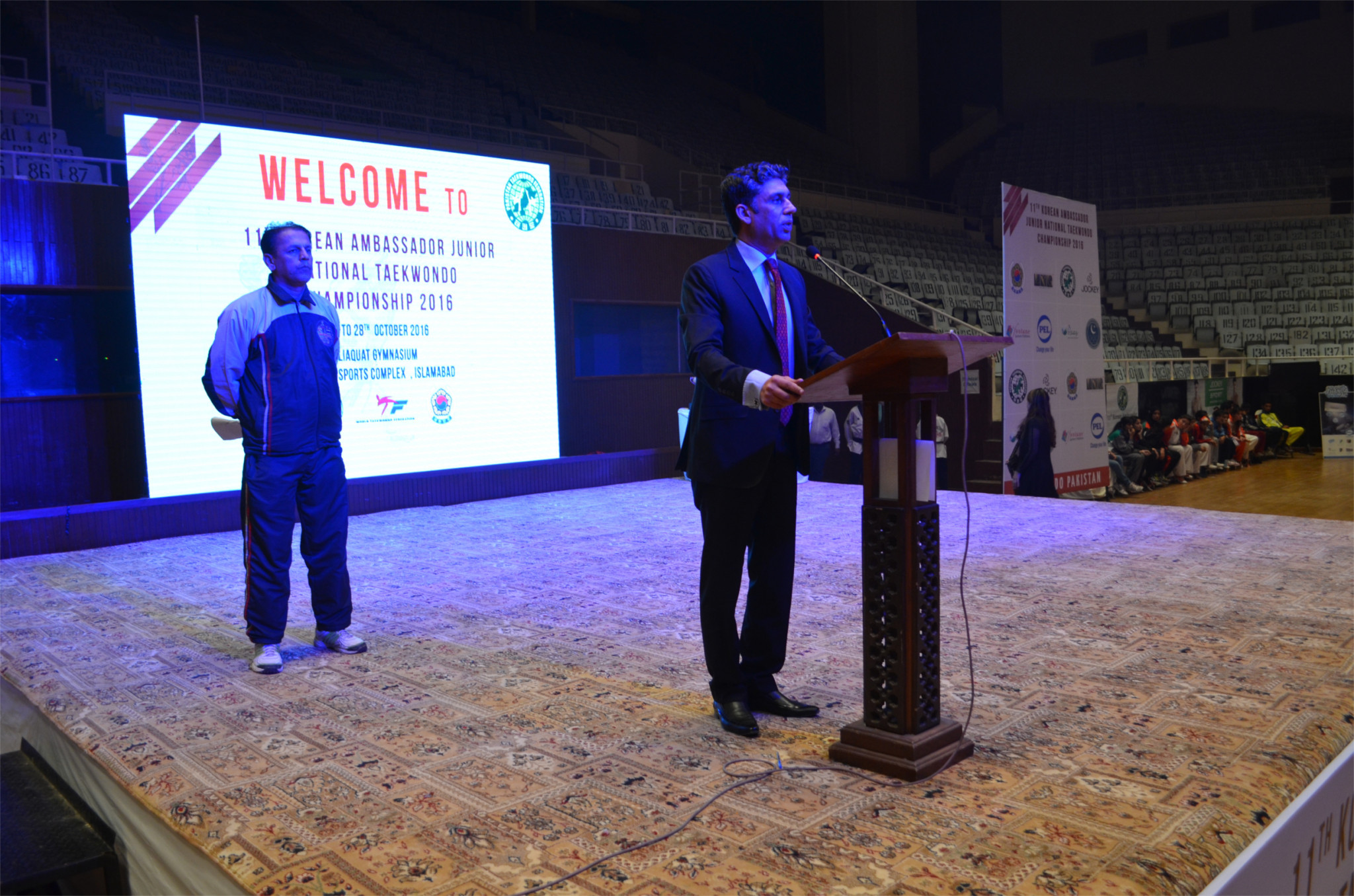 Pakistan Taekwondo Federation President Wasim Ahmed, pictured above making a speech, said he hoped the new online event would help support athletes during 
