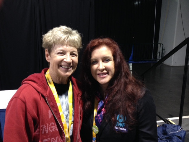 Ursula Papandrea, right, with Judy Glenney, an early pioneer for women's weightlifting 