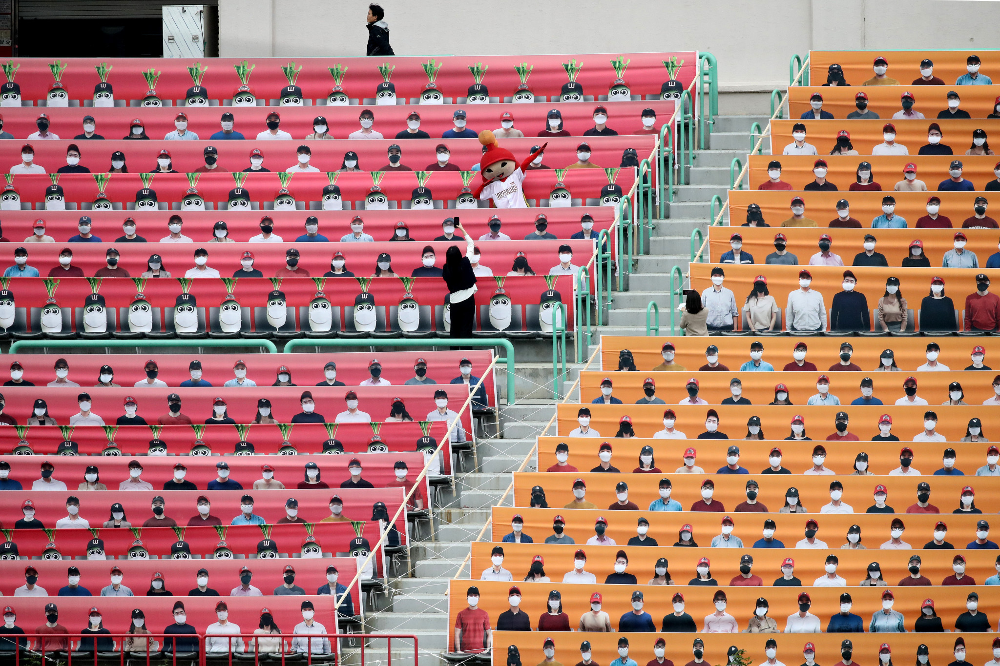 Competition took place in empty stadiums with cardboard cut-outs of fans installed ©Getty Images