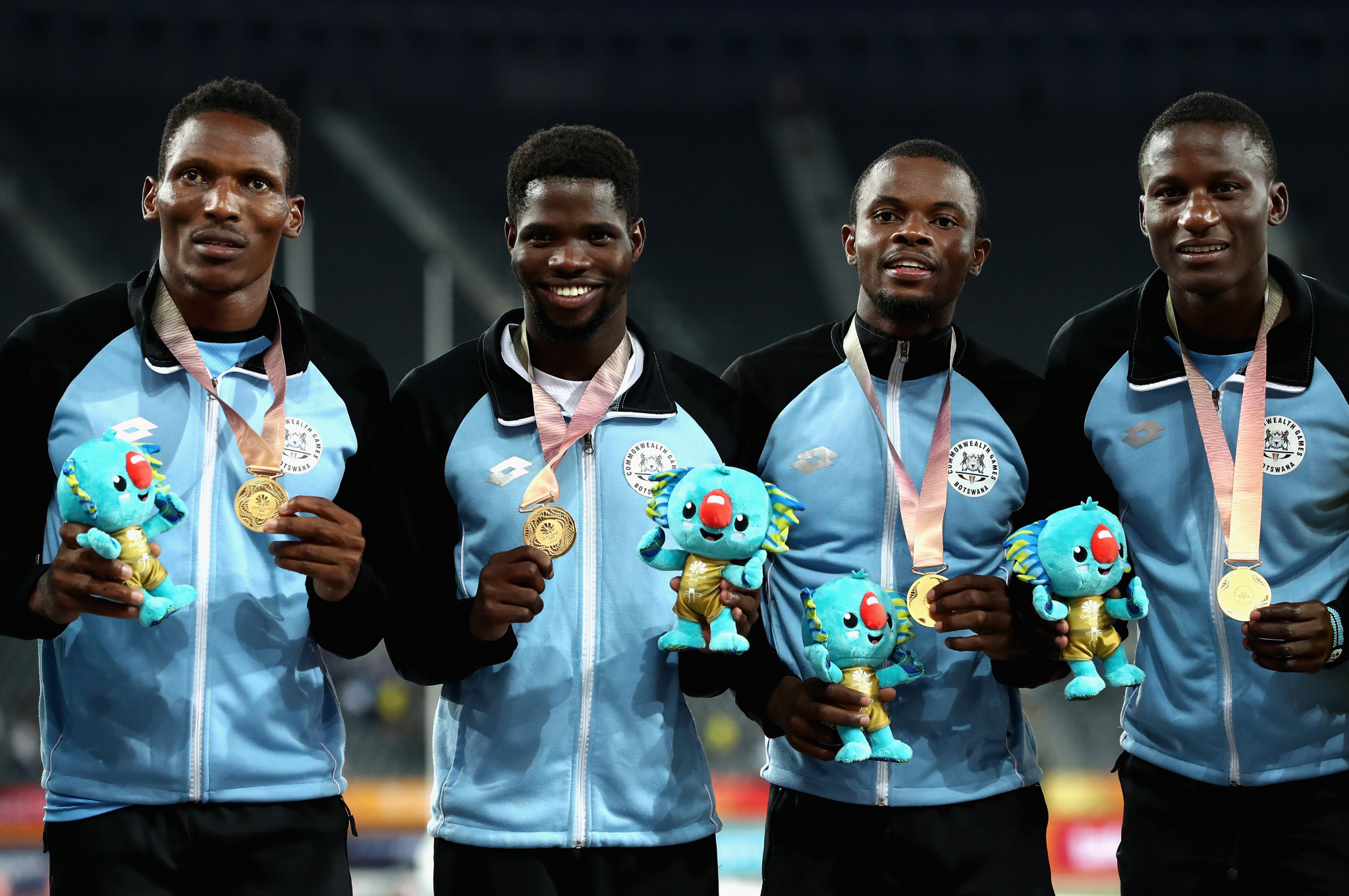 Baboloki Thebe and Onkabetse Nkobolo won gold in the men's 4x400m relay at the Gold Coast 2018 Commonwealth Games ©Getty Images