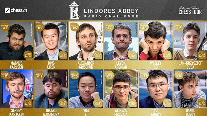 Some of the competitors set to take part in the the Lindores Abbey Rapid Challenge ©Magnus Carlsen Chess Tour