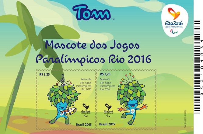 There are two stamp designs for Paralympic mascot Tom