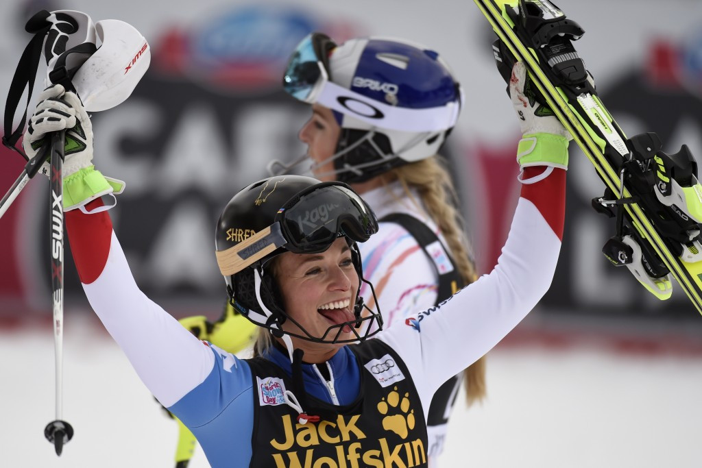 Lara Gut claimed the narrowest of combined victories after a superb slalom leg in Val d’Isère ©AFP/Getty Images