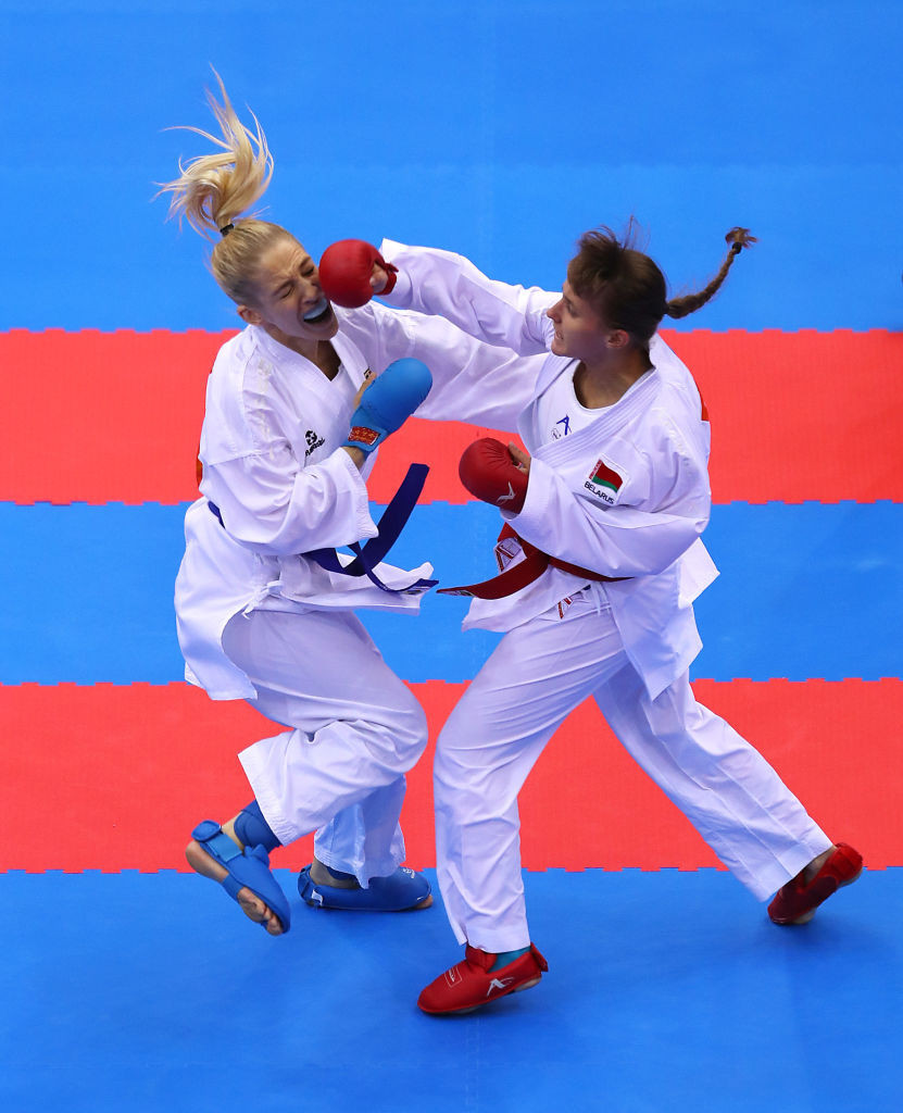 Shara Hubrich, left, is among the athletes who could benefit from the new Tokyo 2020 qualification system for karate ©Getty Images