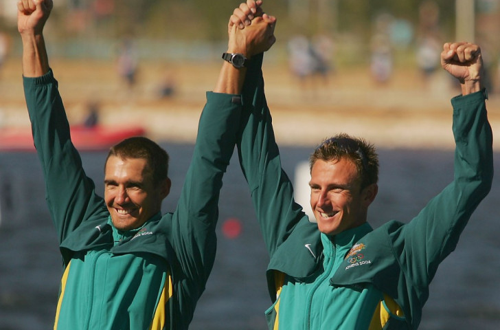 Australia's Nathan Baggaley (right) partnered Clint Robinson to a silver medal in the K2 500m at Athens 2004 ©Getty Images