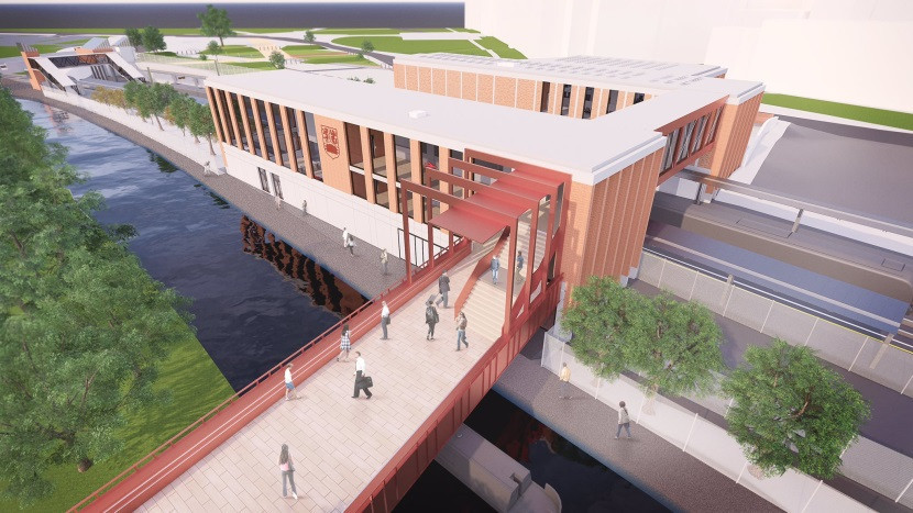The University Station, which serves the University of Birmingham, is being upgraded ahead of the city hosting the Commonwealth Games in 2022 and will include a new footbridge over the Worcester and Birmingham Canal ©University of Birmingham