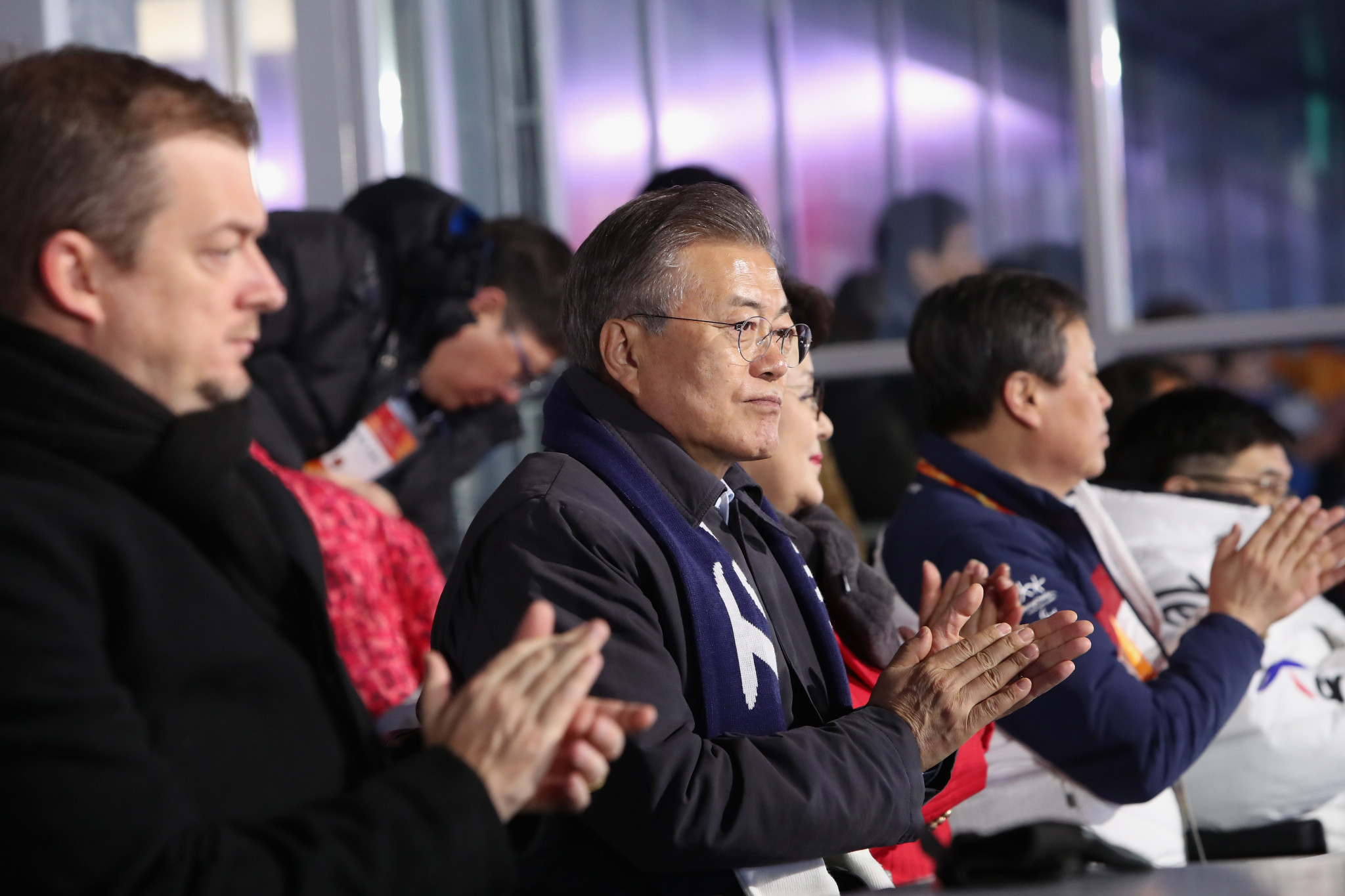 South Korean President Moon Jae-in as recently as October urged the public to back Seoul's proposed joint bid with Pyongyang ©Getty Images