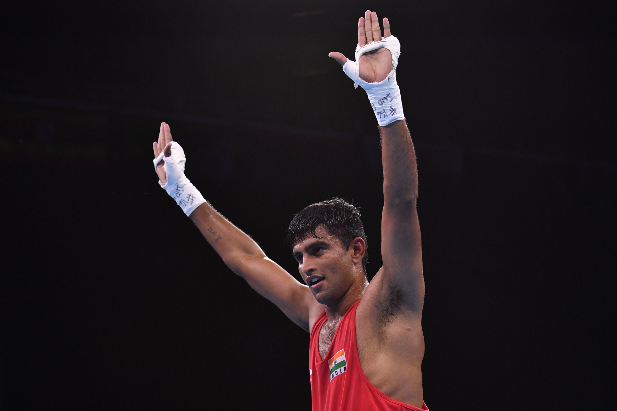 Boxing world bronze medallist Manish Kaushik revealed he is aiming for a gold medal at next year's Olympic Games in Tokyo ©Getty Images