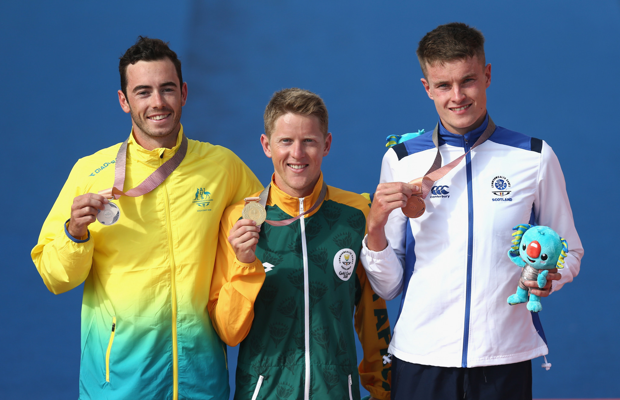 Marc Austin, right, won Scotland's first triathlon medal at the 2018 Commonwealth Games ©Getty Images