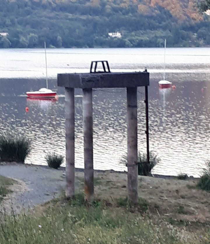 Cement platforms at Lake Albano, made to anchor lane cables for the Rome 1960 Olympic Games. The drop in water level means the course can no longer be used ©Franco Bovo