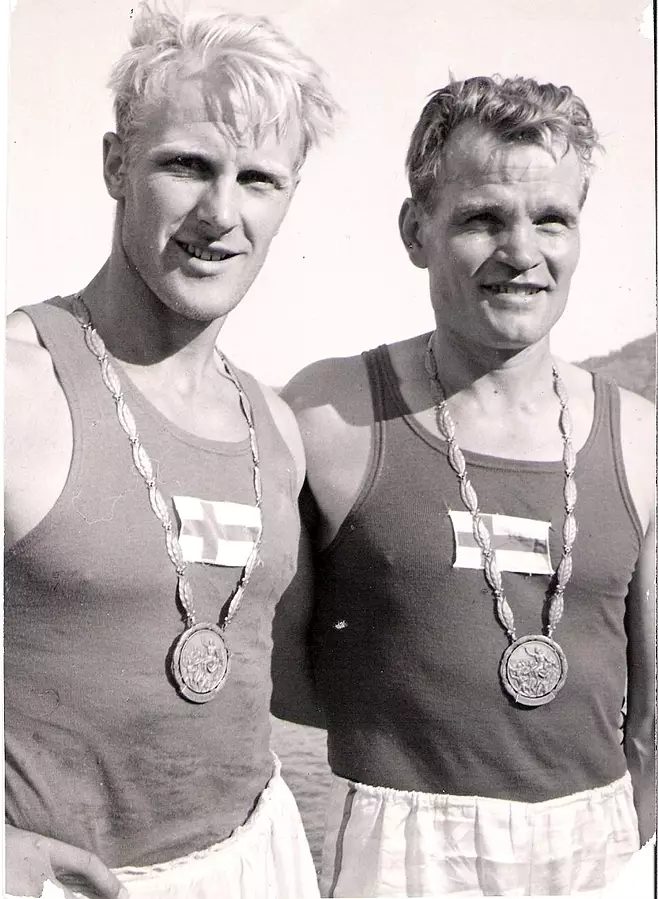 Veli Lehtelä, left, won two Olympic medals and two European rowing titles ©Personal