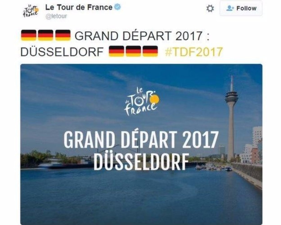 Tour de France organisers announcing the German host city ©Twitter