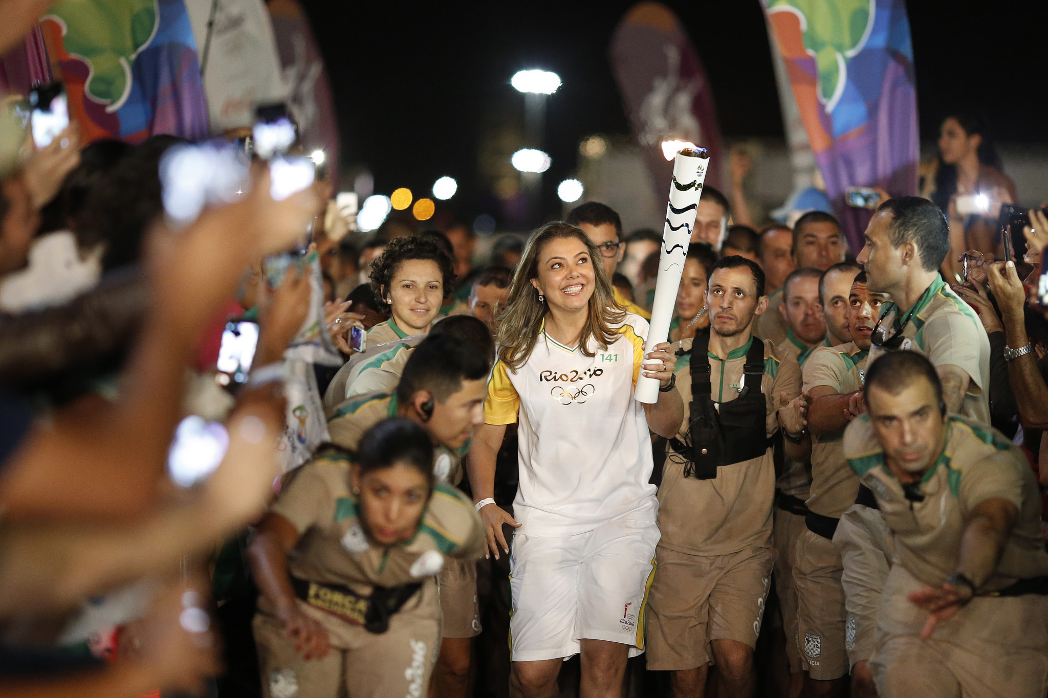 Leila Barros took part in the Olympic Torch Relay for Rio 2016 ©Getty Images