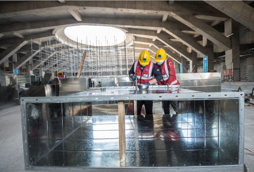 Construction continues on the curling venue for Beijing 2022 ©Beijing 2022