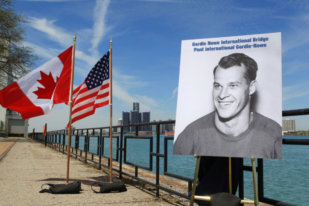 The bridge linking Highway 401 in Ontario with Interstate 75 and 94 in Michigan has been named the Gordie Howe International Bridge in honour of the legendary ice hockey player  ©Getty Images