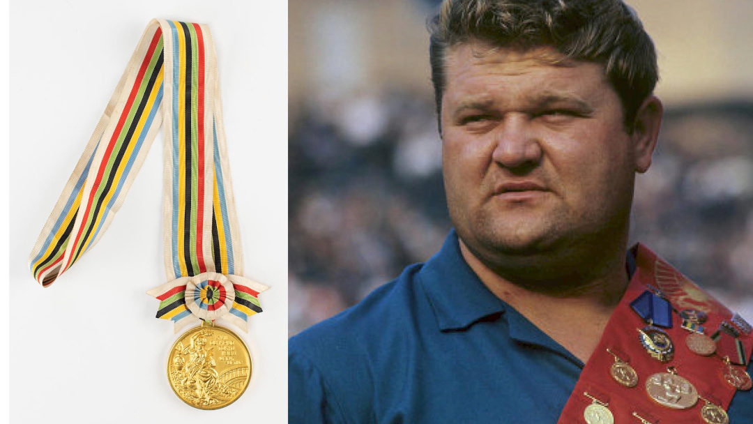 The Olympic gold medal won at Tokyo 1964 by the Soviet Union's Leonid Zhabotinsky in the super heavyweight class is also being auctioned ©RR Auction