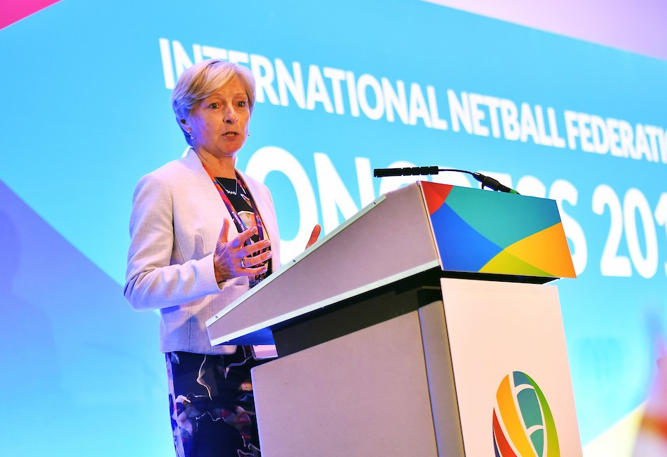 INF President Liz Nicholl welcomed feedback from members on the body's new strategic plan ©INF