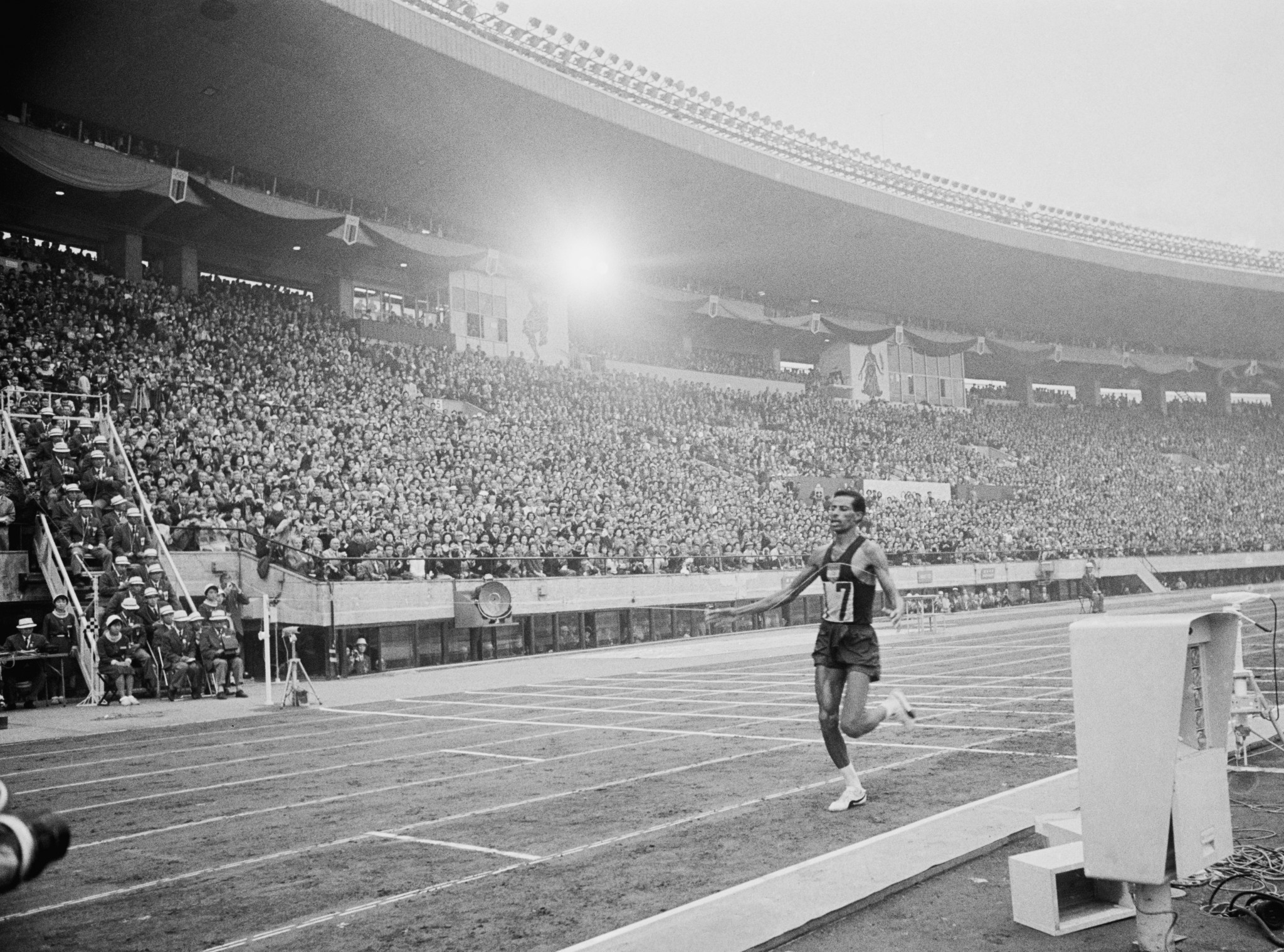 Ethiopia's Abebe Bikila was among the flag-bearers at the Tokyo 1964 Opening Ceremony ©Getty Images