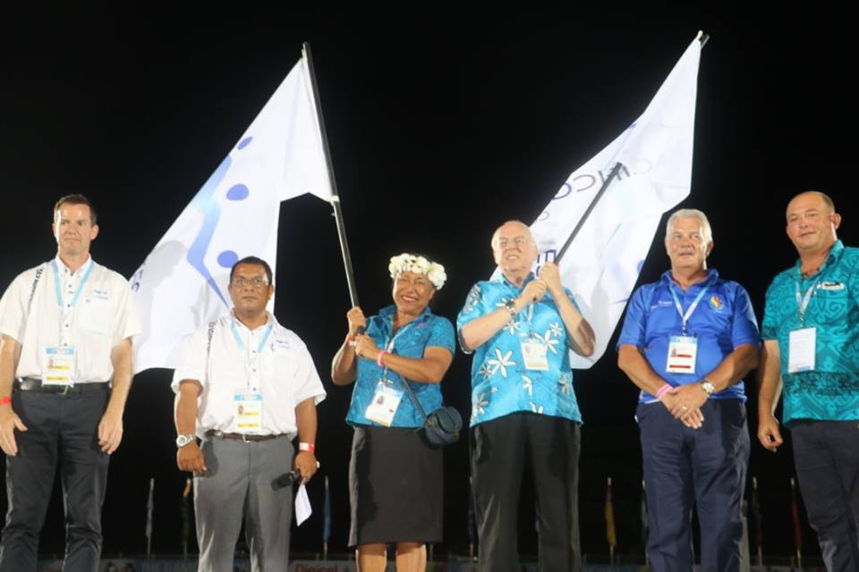 The Northern Mariana Islands were handed the official flag for the 2021 edition of the Pacific Mini Games at the close of the Pacific Games in Samoa last year ©PGC