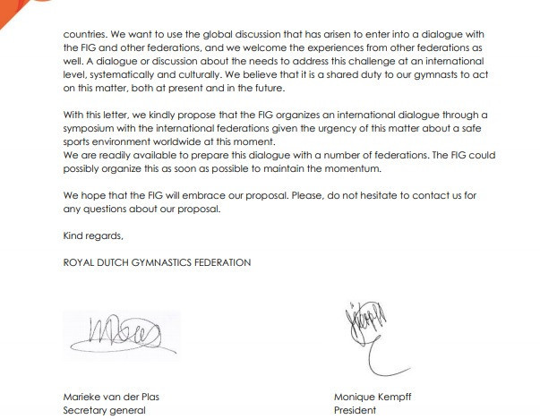 The Royal Dutch Gymnastics Federation has written an open letter to the FIG ©KNGU