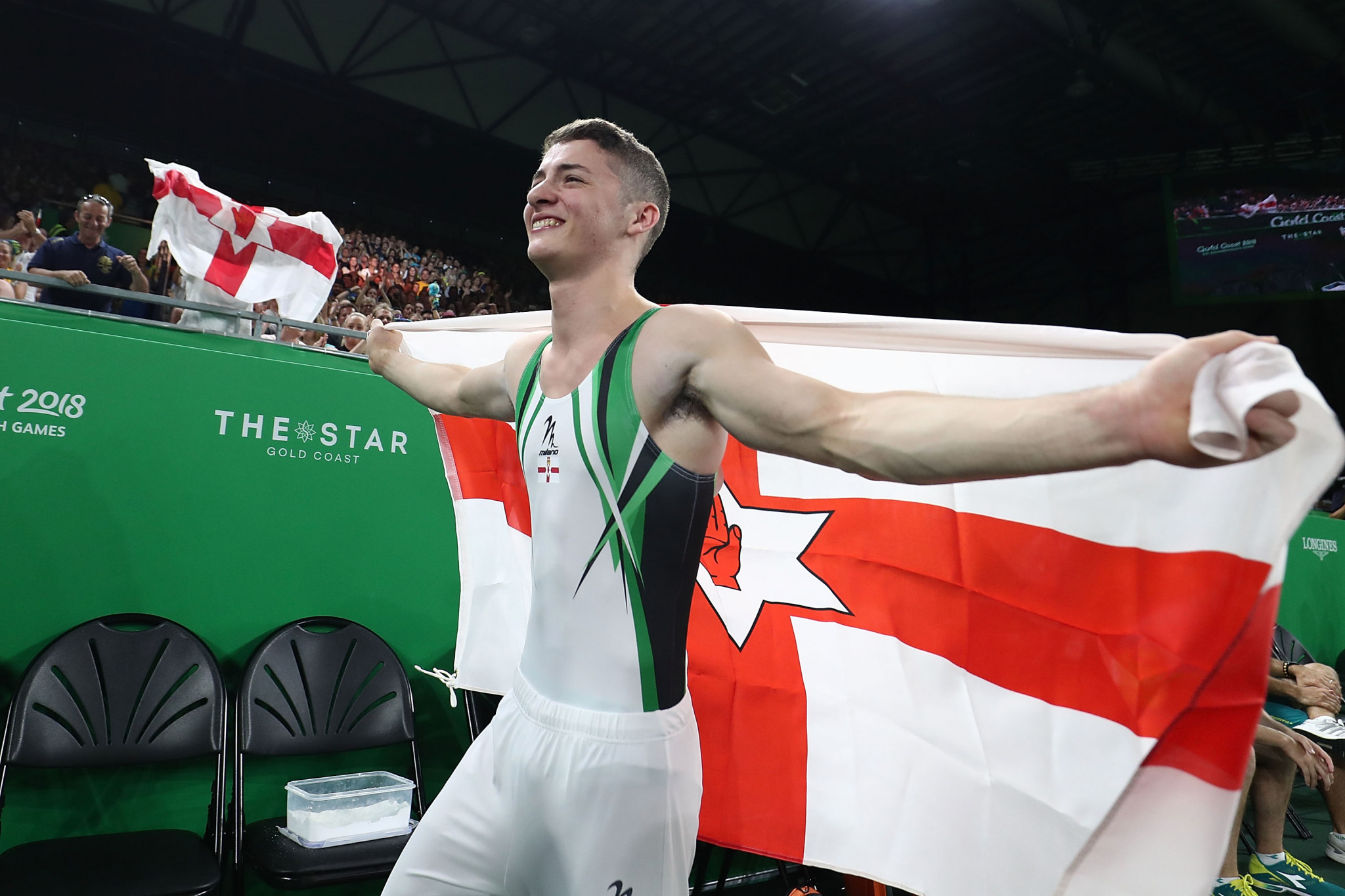 Gymnast Rhys McClenaghan celebrates winning Northern Ireland's only Commonwealth Games gold medal at Gold Coast 2018 ©Getty Images