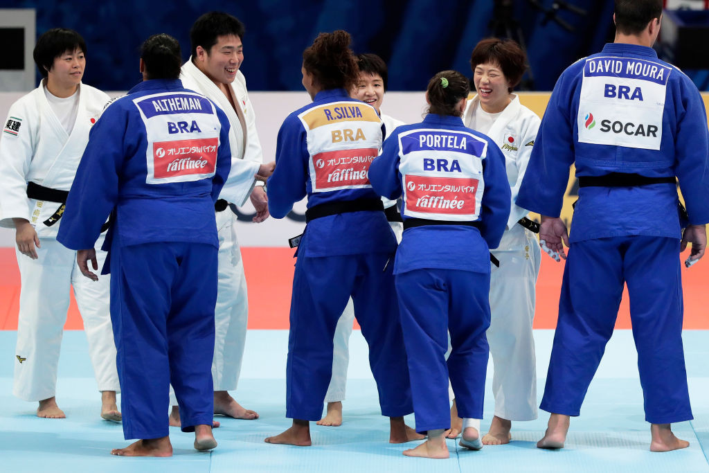 Brazil won bronze in the mixed team event at the 2019 World Judo Championships in Tokyo ©Getty Images
