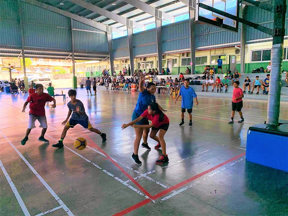 Sports including 3x3 basketball were played at the Belau Youth Sports Festival ©PNOC