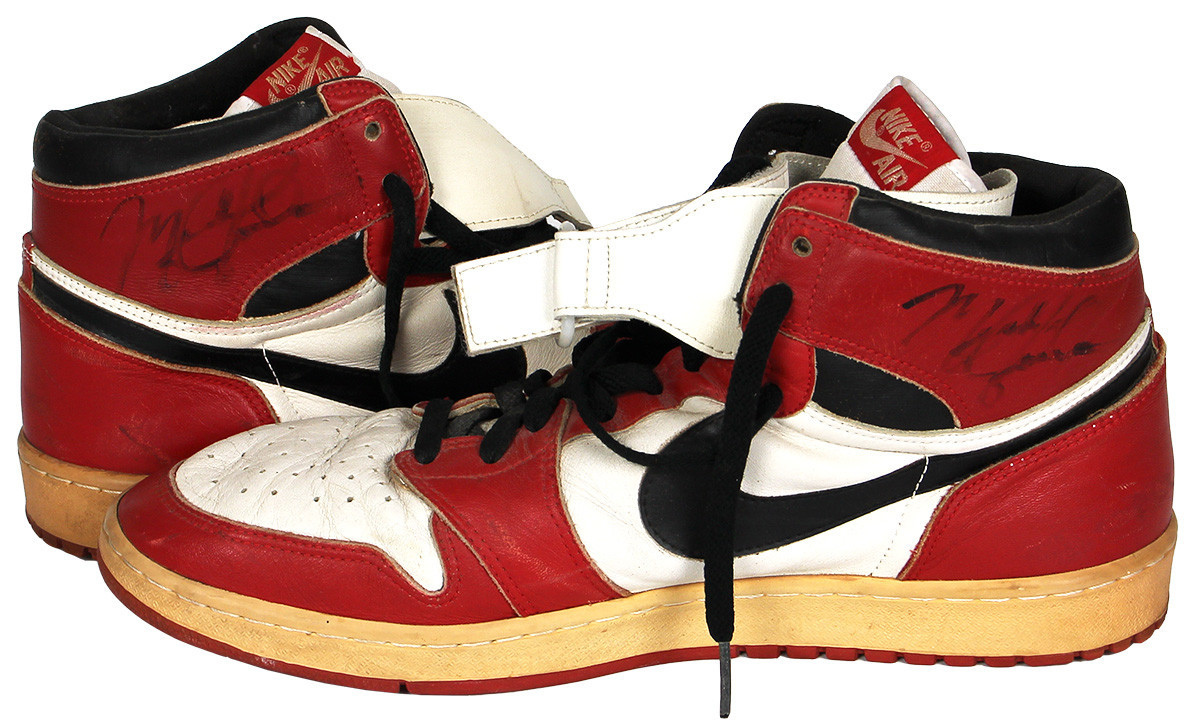 A pair of Michael Jordan 1985-1986 game worn and signed post-injury modified Air Jordan 1 sneakers sold for $379,757 at auction as interest in the double Olympic gold medallist continues to grow ©GottaHaveRockandRoll.com