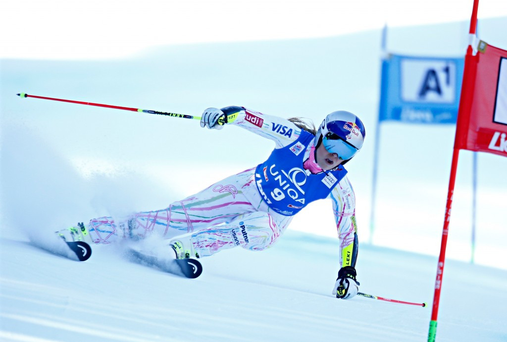 Olympic gold medallist Lindsey Vonn missed a gate to fall further behind Gut in the overall standings